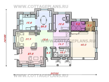 Поэтажные планы проект дома 58-04 общ. площадь 368 м2