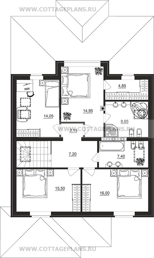 Поэтажные планы проект дома 98-89 общ. площадь 260,40 м2