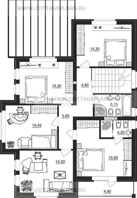 Поэтажные планы проект дома 77-50 общ. площадь 186,55 м2