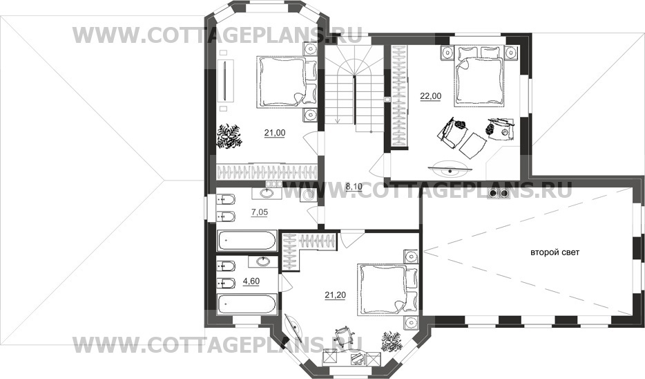 Поэтажные планы проект дома 14-02 общ. площадь 206,42 м2