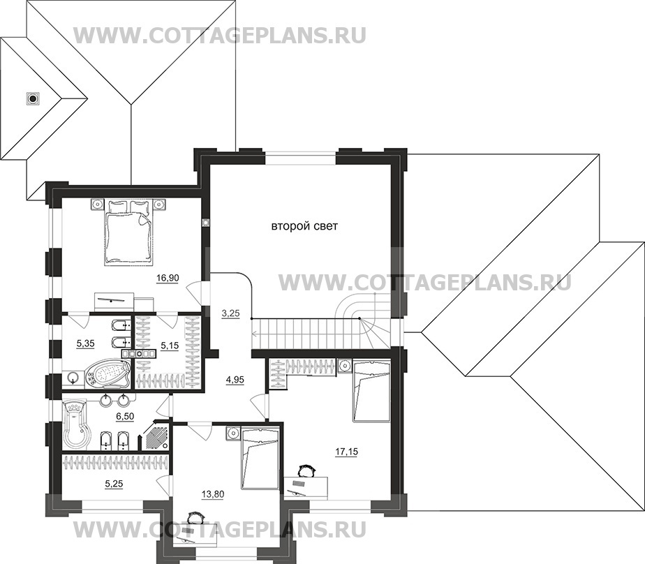 Поэтажные планы проект дома 202-96 общ. площадь 197,65 м2