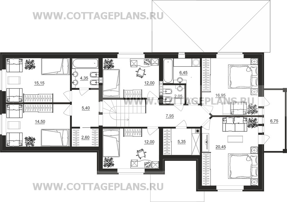 Поэтажные планы проект дома 16-33 общ. площадь 226,25 м2