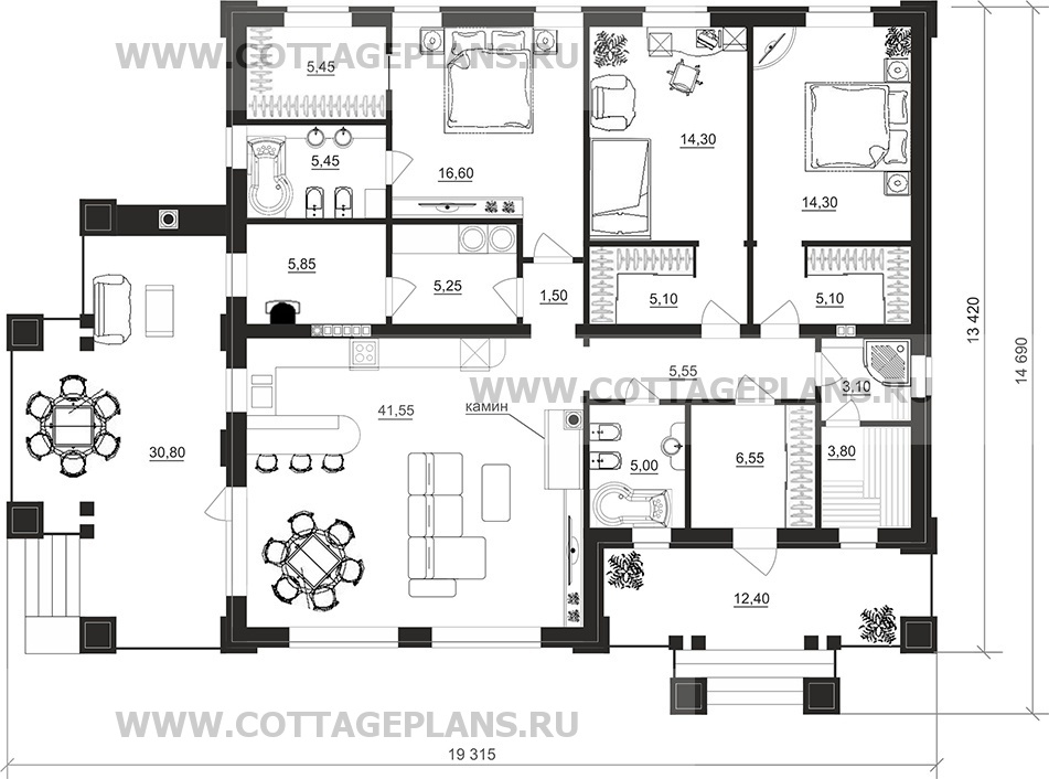 Поэтажные планы проект дома 900-13 общ. площадь 144,45 м2
