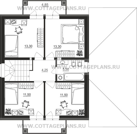 Поэтажные планы проект дома 14-93 общ. площадь 120,15 м2