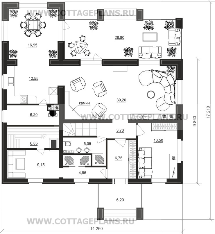 Поэтажные планы проект дома 15-35 общ. площадь 196,05 м2