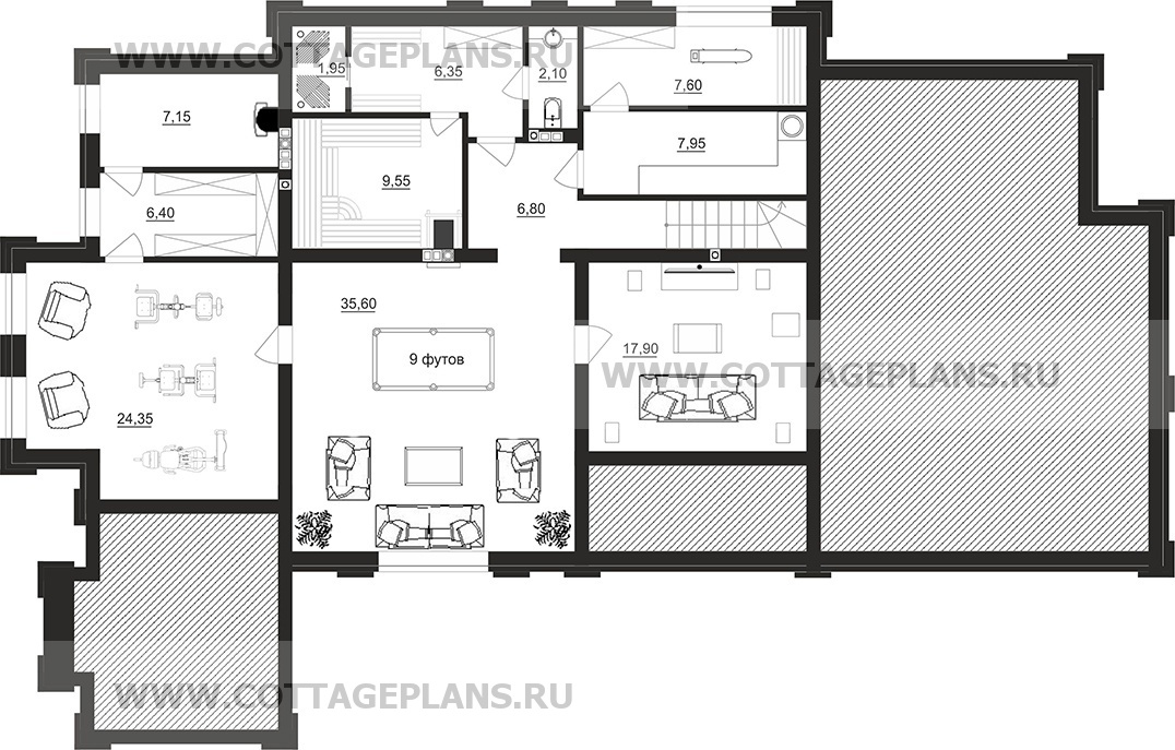 Поэтажные планы проект дома 203-39 общ. площадь 409,1 м2