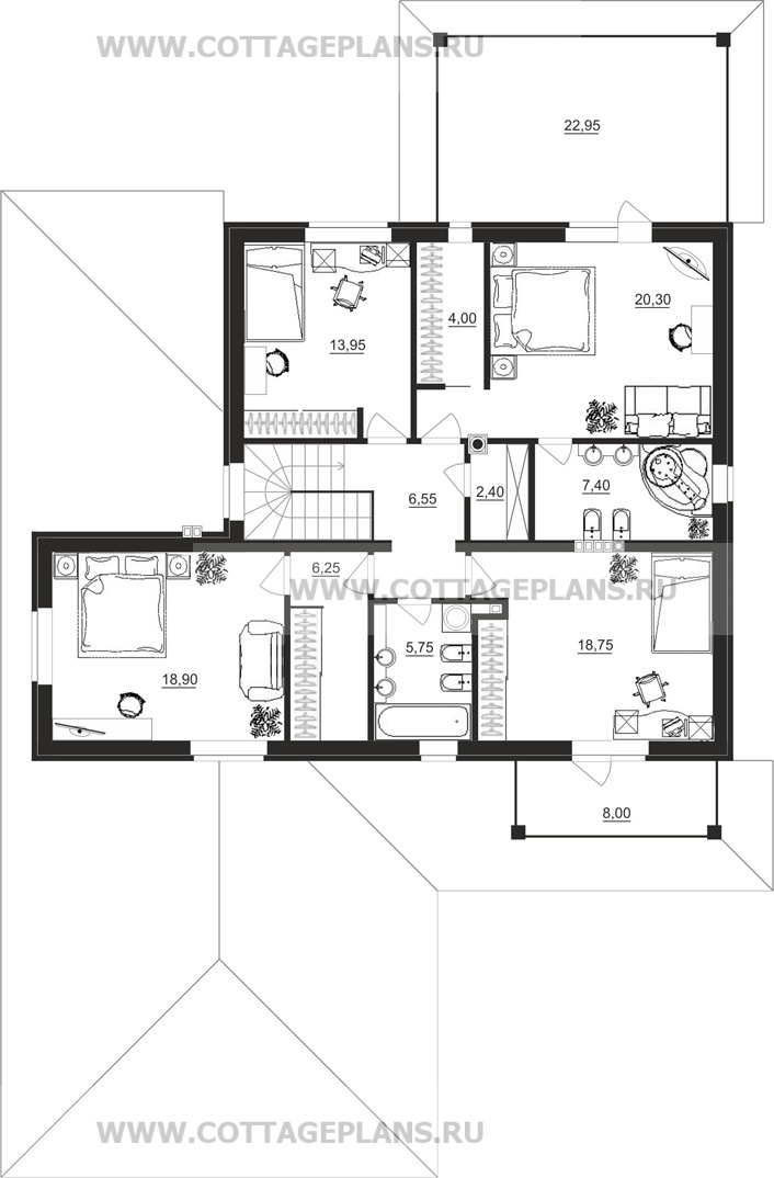 Поэтажные планы проект дома 29-06 общ. площадь 286,85 м2
