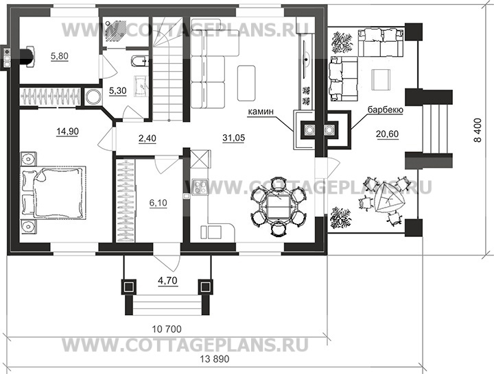 Поэтажные планы проект дома 92-42 общ. площадь 128,15 м2