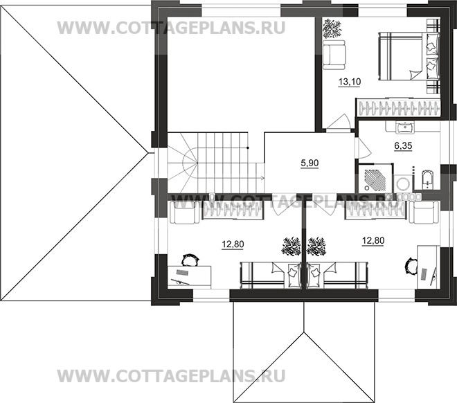 Поэтажные планы проект дома 206-36 общ. площадь 139,10 м2
