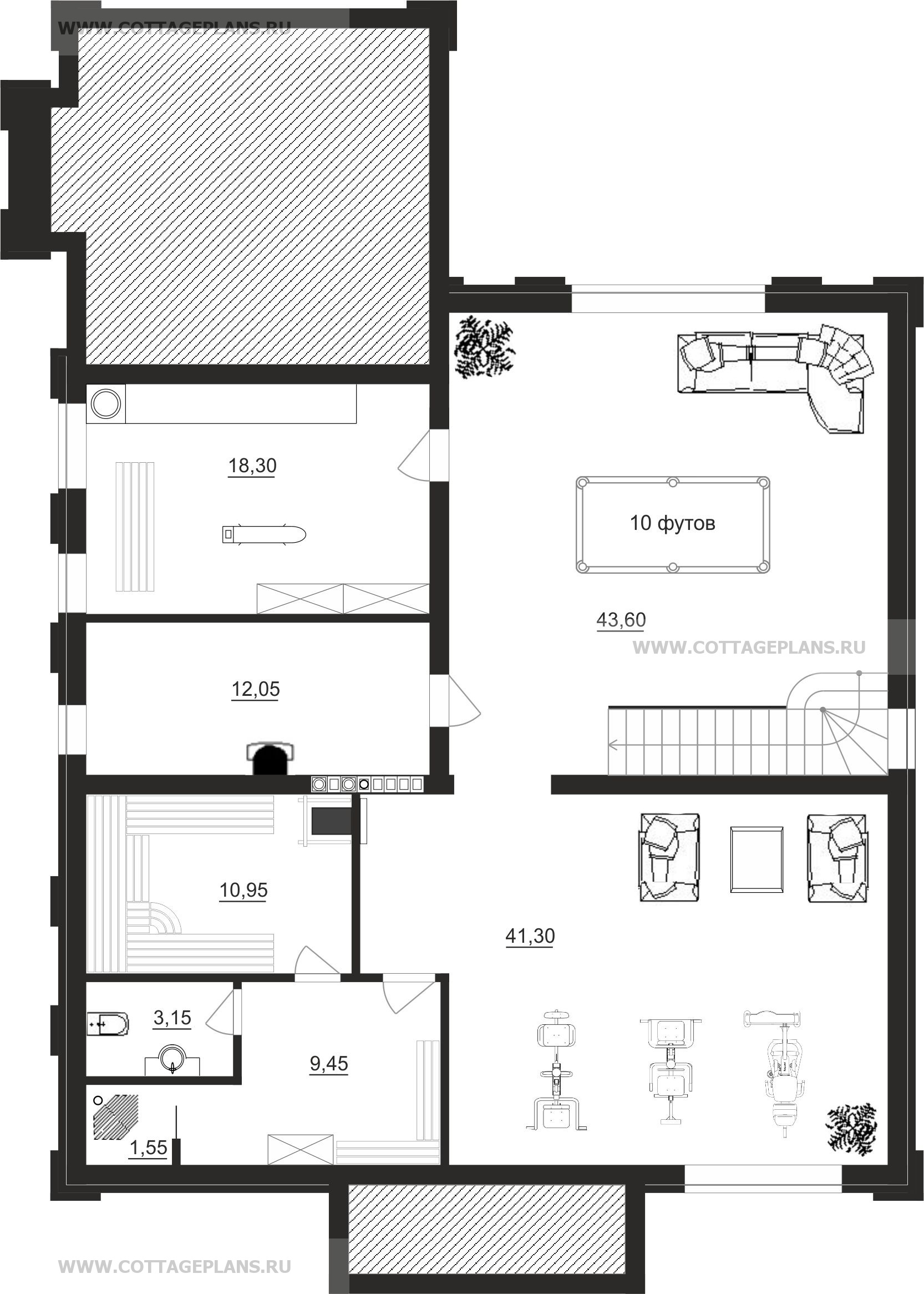 Поэтажные планы проект дома 203-89 общ. площадь 390,45 м2