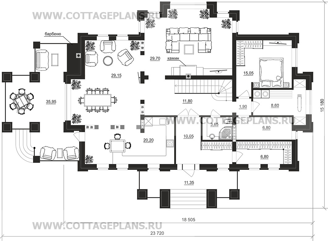 Поэтажные планы проект дома 201-34 общ. площадь 431,95 м2
