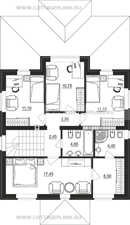 Поэтажные планы проект дома 93-56 общ. площадь 210,70 м2