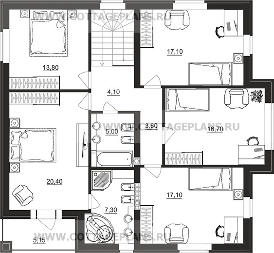 Поэтажные планы проект дома 95-05 общ. площадь 202,45 м2