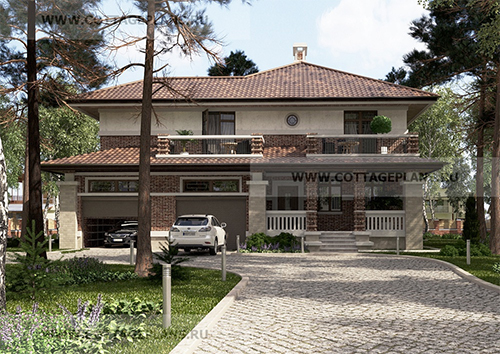 Двухэтажный дом с встроенным гаражом на 2 машины