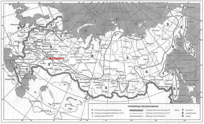 Климатическая карта зоны влажности Россия - Елабуга