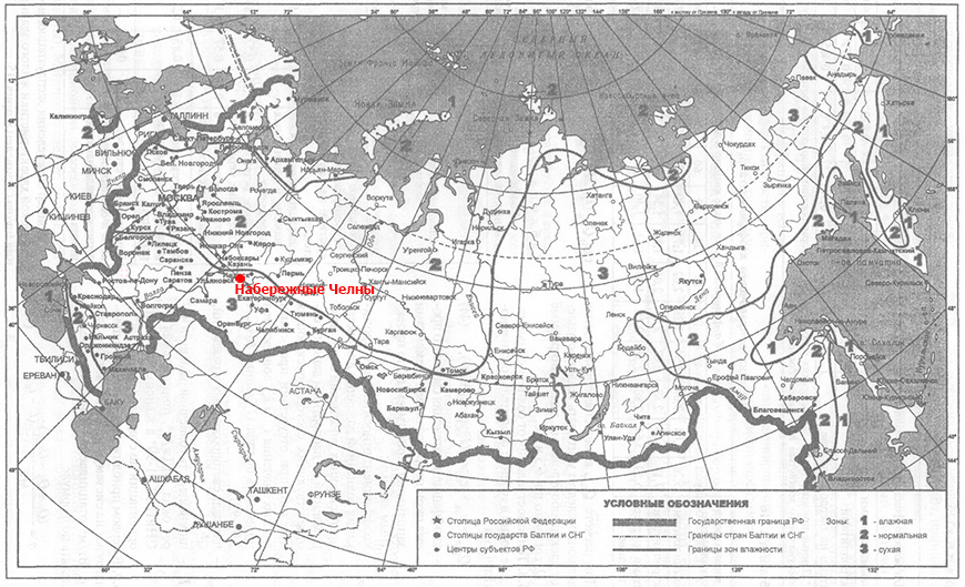 Климатическая карта зон влажности Набережные Челны