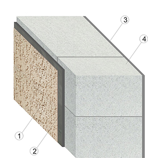 кладка газобетонного блока D500 с облицовочным штукатурным слоем